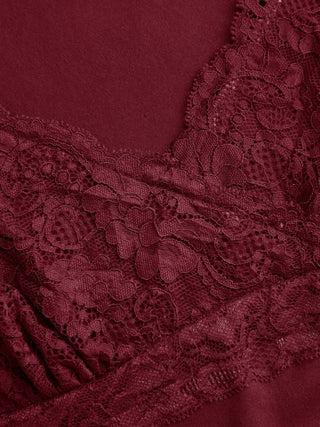 Lace Trim Sweetheart Neck Short Sleeve Tee