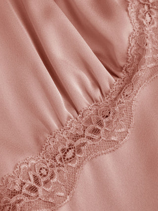 Satin V-neck Lace Trim Tank Blouse
