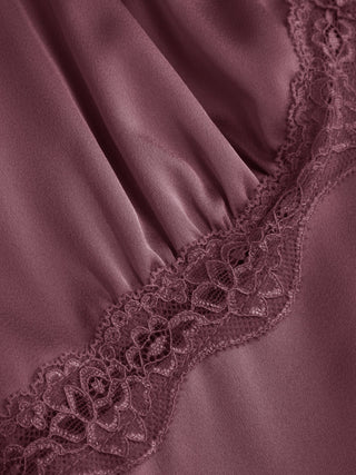 Satin V-neck Lace Trim Tank Blouse
