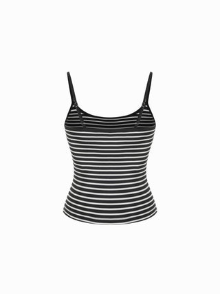 Textured Cotton Stripe Scoop Neck Cami Top & Low Rise Capris Set