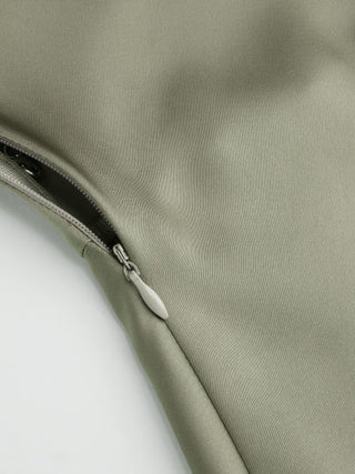Satin Cowl Neck Backless Metal Detail A-line Mini Dress