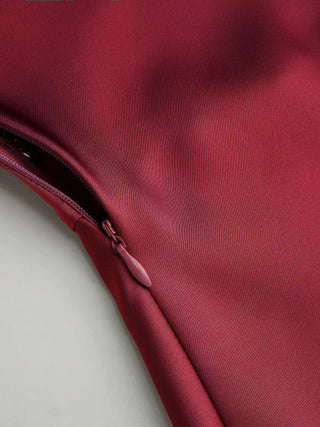 Satin Cowl Neck Backless Metal Detail A-line Mini Dress