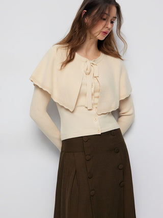 Knit Bowknot Cape Cardigan