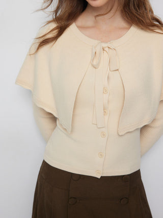 Knit Bowknot Cape Cardigan