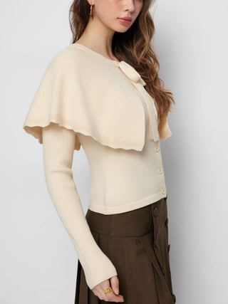Knit Bowknot Cape Cardigan
