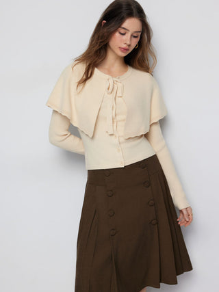 Knit Bowknot Cape Cardigan