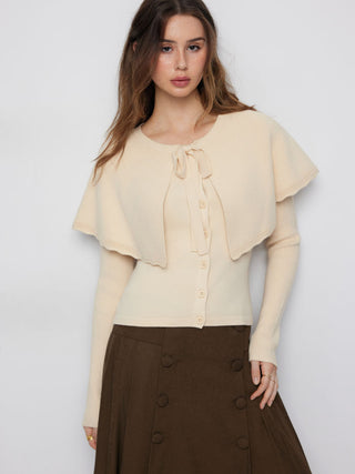 Knit Bowknot Cape Cardigan