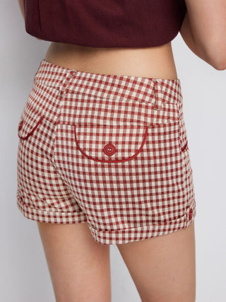 Low Rise Gingham Roll Hem Micro Shorts