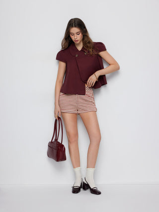 Low Rise Gingham Roll Hem Micro Shorts
