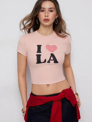 I LOVE LA Graphic Cotton-blend Crop Tee