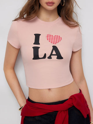 I LOVE LA Graphic Cotton-blend Crop Tee