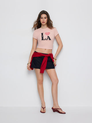 I LOVE LA Graphic Cotton-blend Crop Tee