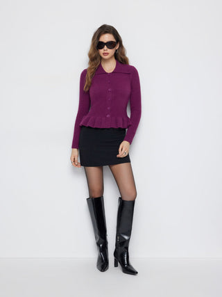 Knit Ruffle Hem Cardigan