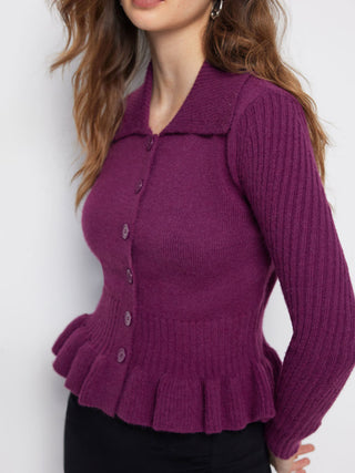 Knit Ruffle Hem Cardigan