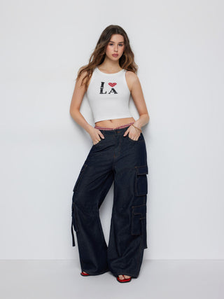 Cotton-blend I LOVE LA Graphic Crop Tank Top