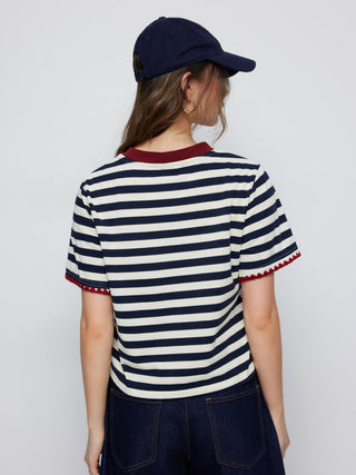 I LOVE LA Cider Icon Graphic Striped Cotton-blend Oversized Tee