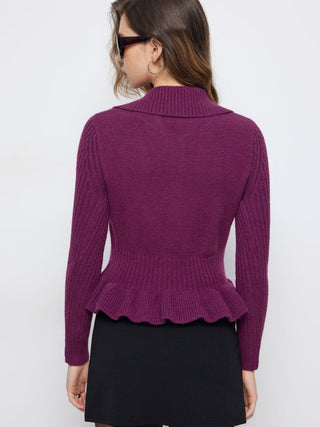 Knit Ruffle Hem Cardigan