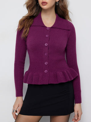 Knit Ruffle Hem Cardigan