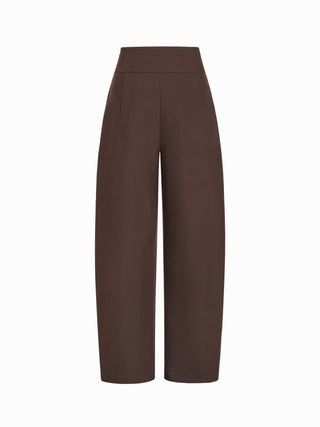 High Rise Pleated Pocket Barrel-leg Long Trousers