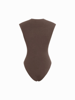 Ruched Round Neck Sleeveless Bodysuit
