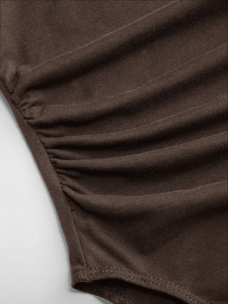 Ruched Round Neck Sleeveless Bodysuit