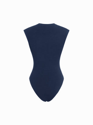 Ruched Round Neck Sleeveless Bodysuit