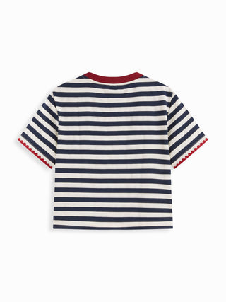 I LOVE LA Cider Icon Graphic Striped Cotton-blend Oversized Tee
