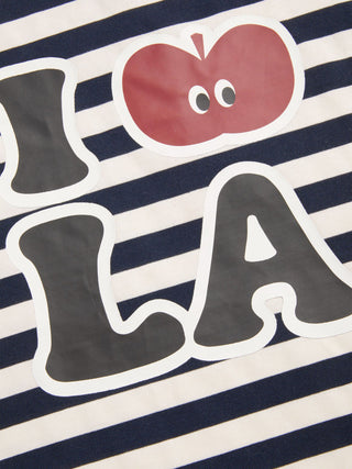 I LOVE LA Cider Icon Graphic Striped Cotton-blend Oversized Tee