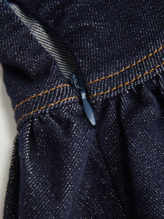 Denim Washed Square Neck Ruffled A-line Mini Dress