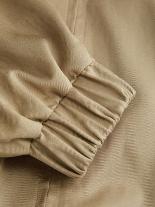 Cotton-blend Turtleneck Lantern Sleeve Bowknot Two Way Oversized Jacket