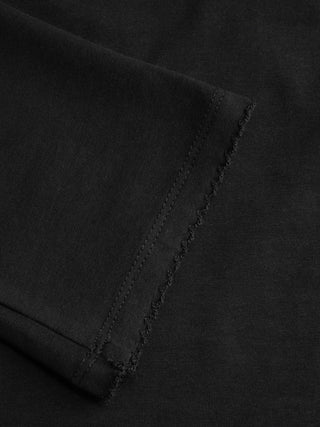 Knit Fabric Boat Neck Curved-Hem 3/4 Long Sleeve Tee