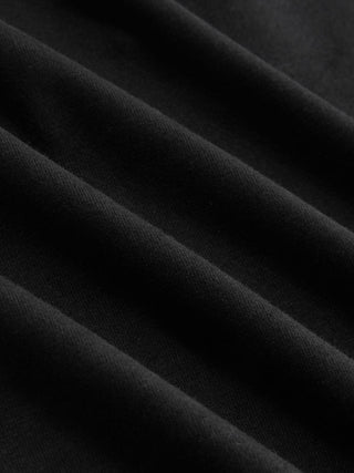 Knit Fabric Boat Neck Curved-Hem 3/4 Long Sleeve Tee