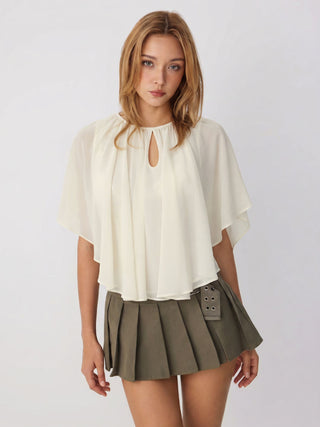 Chiffon Batwing Sleeve Cut Out Oversized Blouse