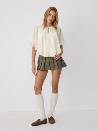 Chiffon Batwing Sleeve Cut Out Oversized Blouse