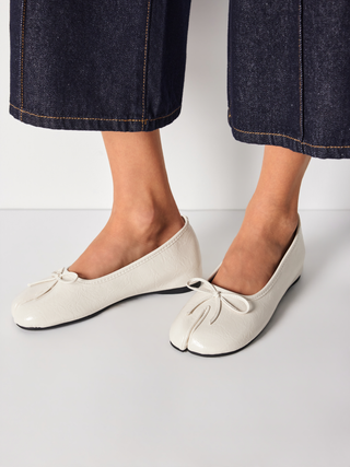 BOWKNOT DECOR SPLIT TOE MARY JANE FLATS For Daily Casual Date Picnic