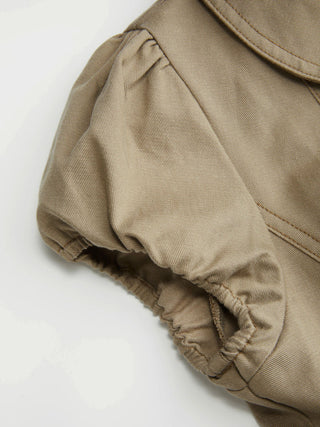 Cotton-blend Peter Pan Collar Puff Sleeve Blouse