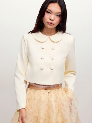 Peter Pan Collar Double Breasted Long Sleeve Blazer