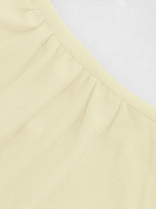 Mandarin Collar Metal Detail Cut Out Ruched Split Top