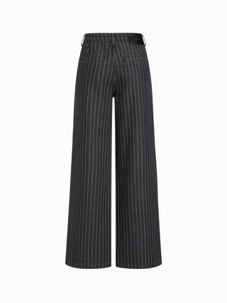 Denim Low Rise Washed Metal Detail Wide Leg Jeans