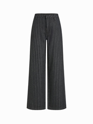Denim Low Rise Washed Metal Detail Wide Leg Jeans