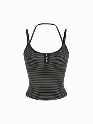 Jacquard Striped Scoop Neck Cami Top