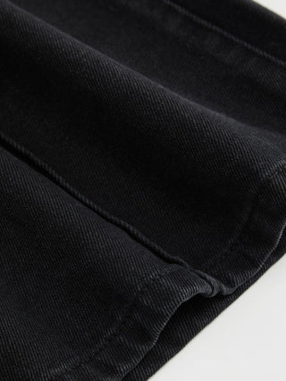 Washed Denim Low Rise Metal Detail Wide Leg Capri Jeans