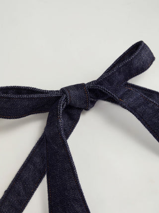 Stretch Denim Halter Neckline Washed A-line Maxi Dress