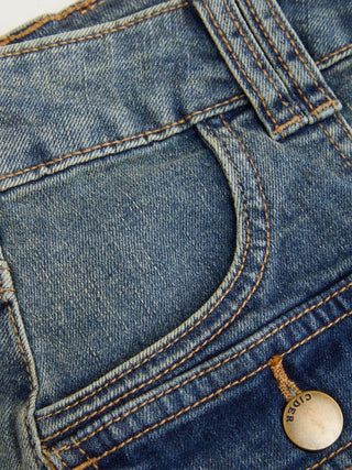 Stretch Cider Denim Low Rise Pocket Micro Shorts