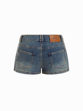 Stretch Cider Denim Low Rise Pocket Micro Shorts