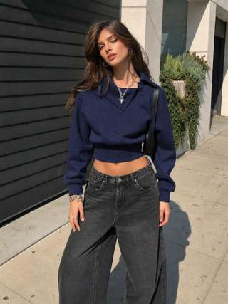 Asymmetrical Neck Long Sleeve Cinched Waist Sweatshirt