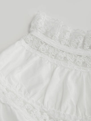 Linen-blend Turtleneck Puff Sleeve Lace Trim Oversized Smock Mini Dress