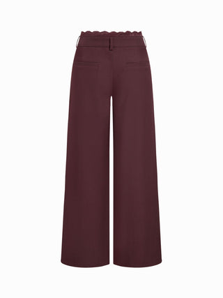 Lace Trimmed Low Rise Wide Leg Trousers