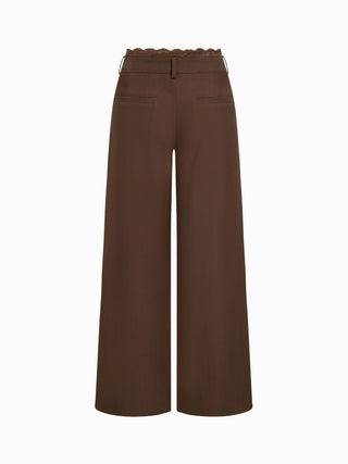 Lace Trimmed Low Rise Wide Leg Trousers