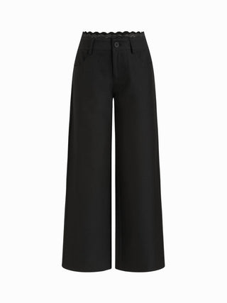 Lace Trimmed Low Rise Wide Leg Trousers